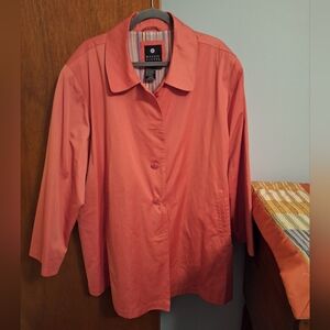 Maggie Barnes Women's Coral Button-Up Rain Jacket Size 3X